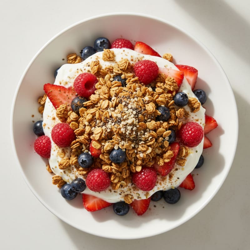 Berry-Topped Yogurt Parfait with Granola