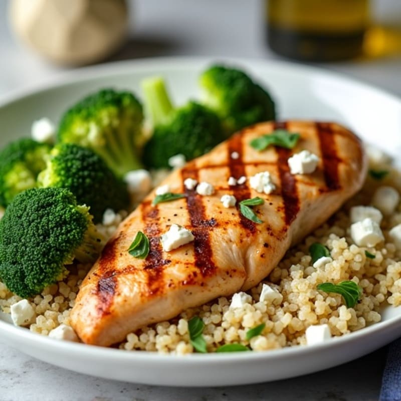 Grilled Chicken Breast with Quinoa and Steamed Broccoli