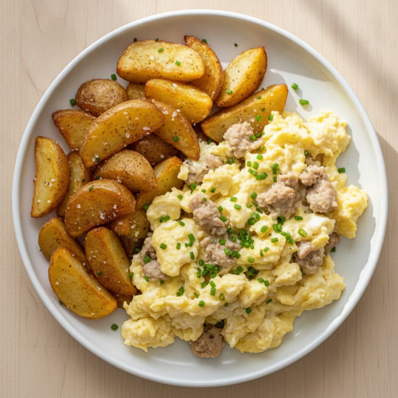 Hearty Scrambled Eggs with Roasted Potatoes