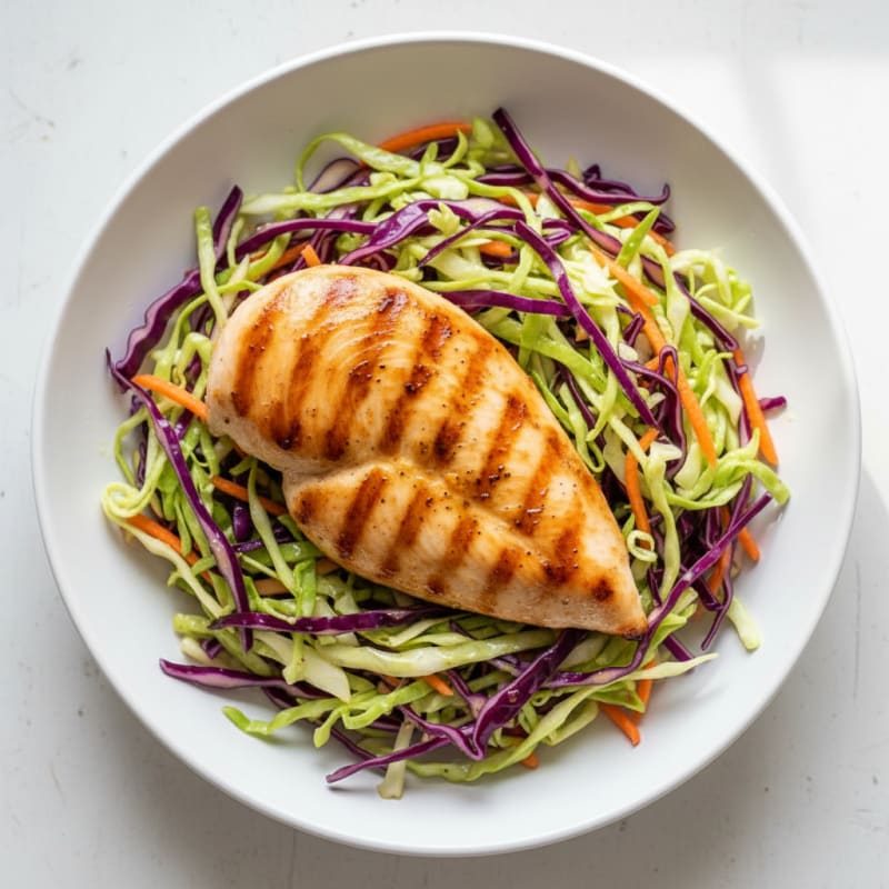 Grilled Chicken Breast with Crunchy Cabbage Salad