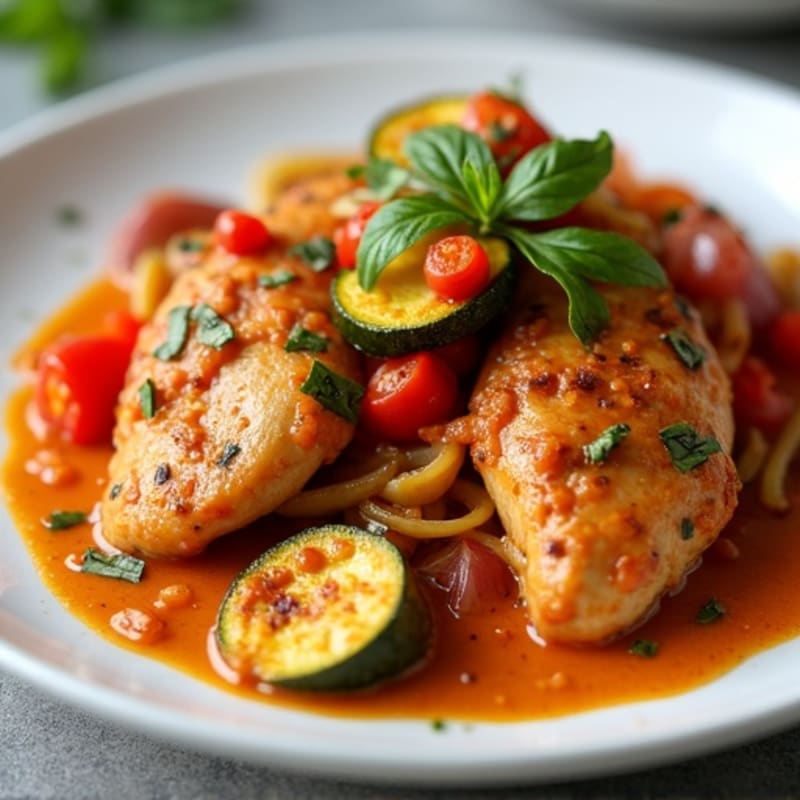 Chicken with Creamy Tikka Masala Sauce and Roasted Vegetables