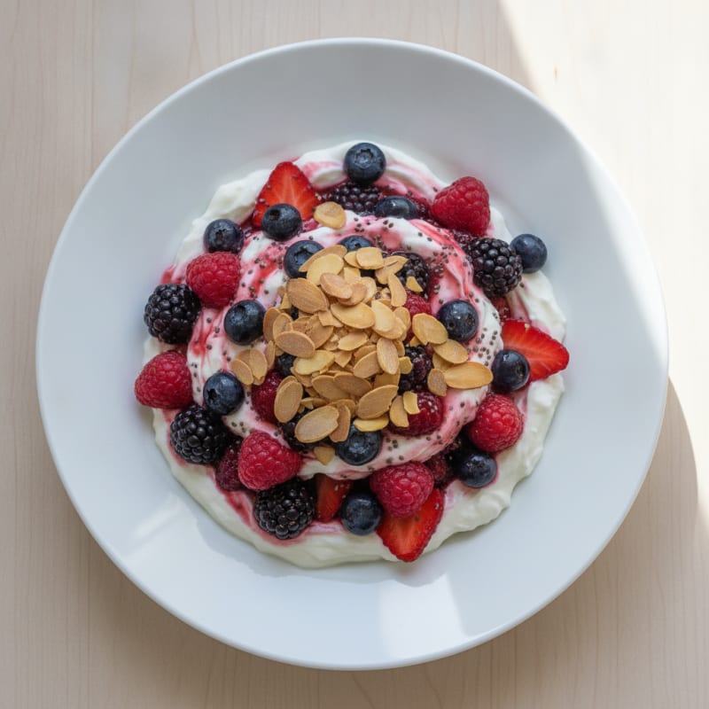 Greek Yogurt Protein Parfait with Mixed Berries