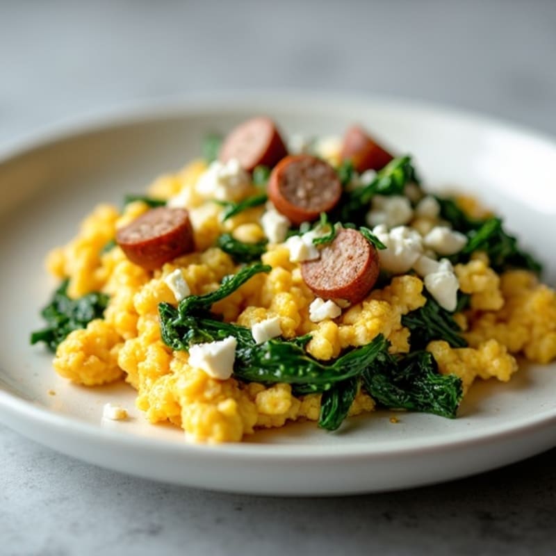 Egg White and Turkey Sausage Scramble with Spinach
