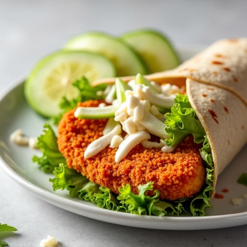 Crispy Buffalo Chicken Wrap with Crunchy Celery Slaw