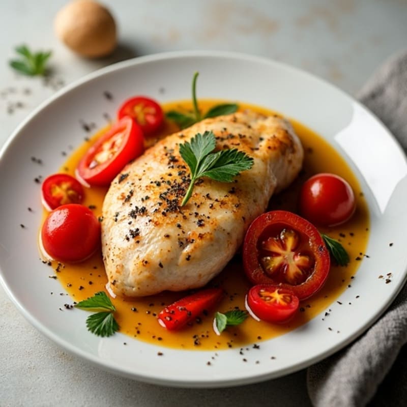 Herb-Braised Chicken with Bell Peppers and Tomatoes
