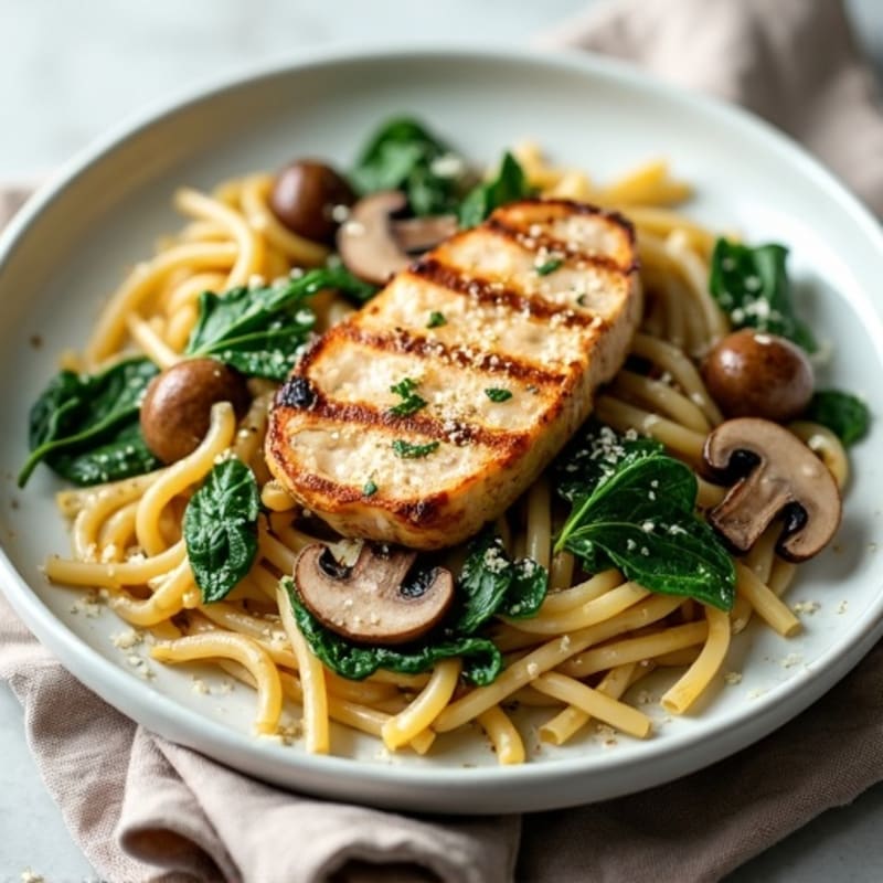 Silky Truffle Mushroom Pasta with Fresh Spinach