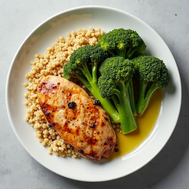 Grilled Chicken Breast with Roasted Broccoli and Quinoa