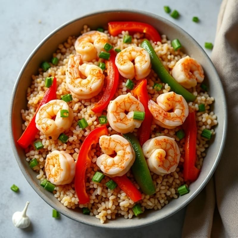 Healthy Spicy Chicken and Shrimp Rice Skillet