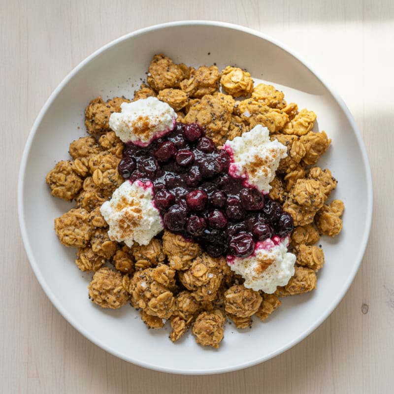 High-Protein Vanilla Blueberry Scrambled Oats