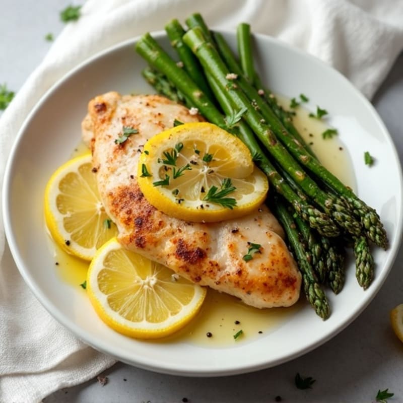 Lemon-Garlic Pan-Seared Chicken with Roasted Asparagus