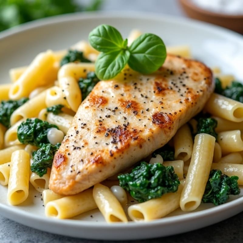 Healthy Creamy Chicken Pasta with Spinach