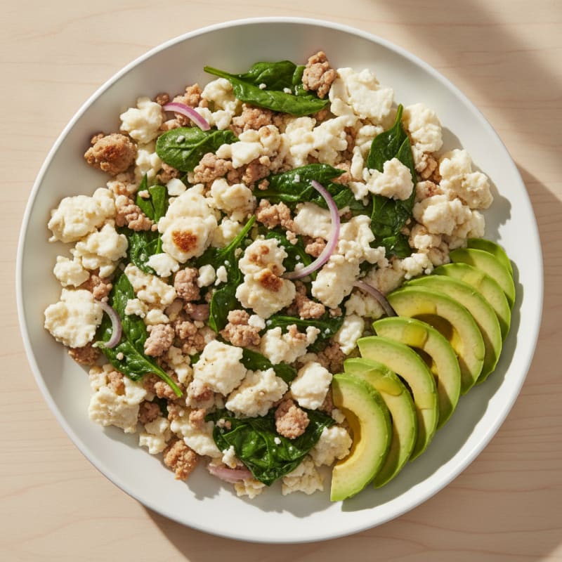 Egg White Scramble with Turkey and Spinach
