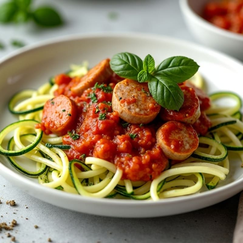 Lean Turkey Sausage Ragu with Zucchini Noodles