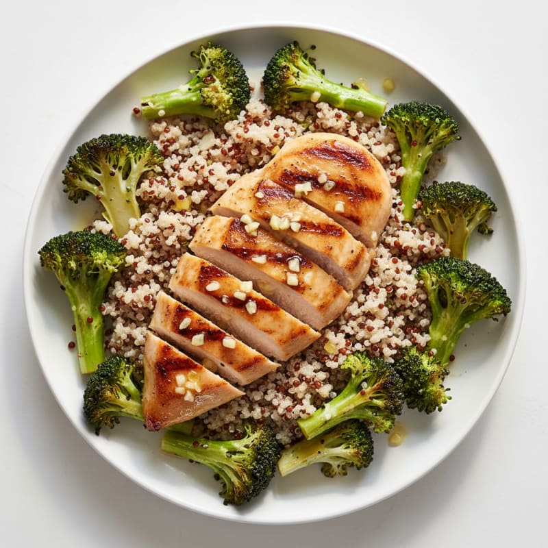 Grilled Chicken Breast with Roasted Broccoli and Quinoa