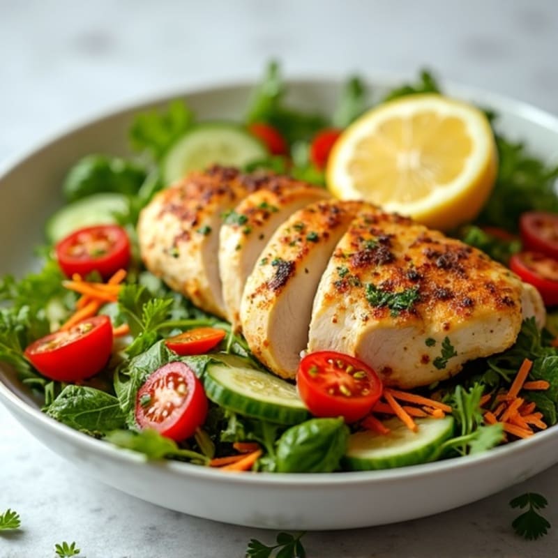 Lemon-Herb Roasted Chicken Salad with Fresh Greens and Crunchy Vegetables