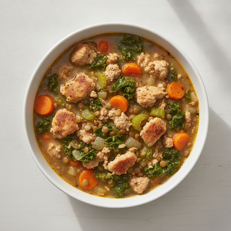 Hearty Vegetable and Lentil Soup with Lean Turkey