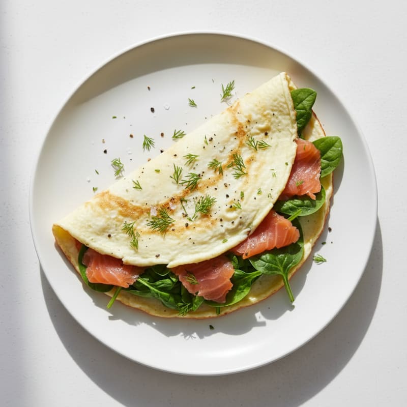 Silky Egg White Omelet with Smoked Salmon and Spinach