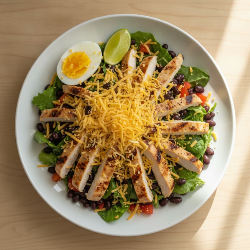 Grilled Chicken and Black Bean Salad with Shredded Cheese