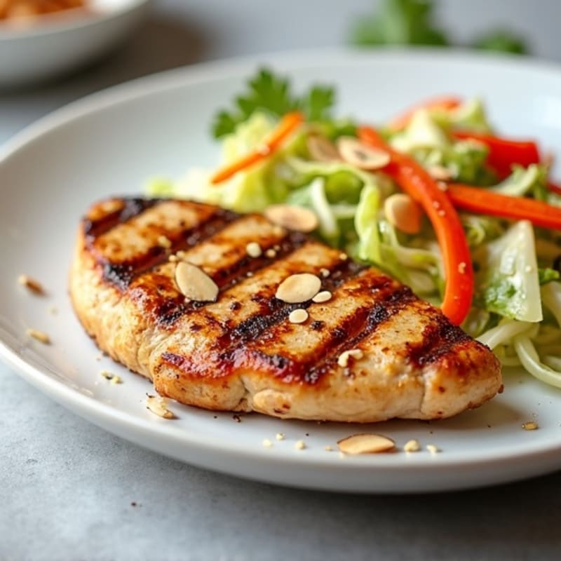 Grilled Chicken Breast with Crunchy Cabbage Slaw