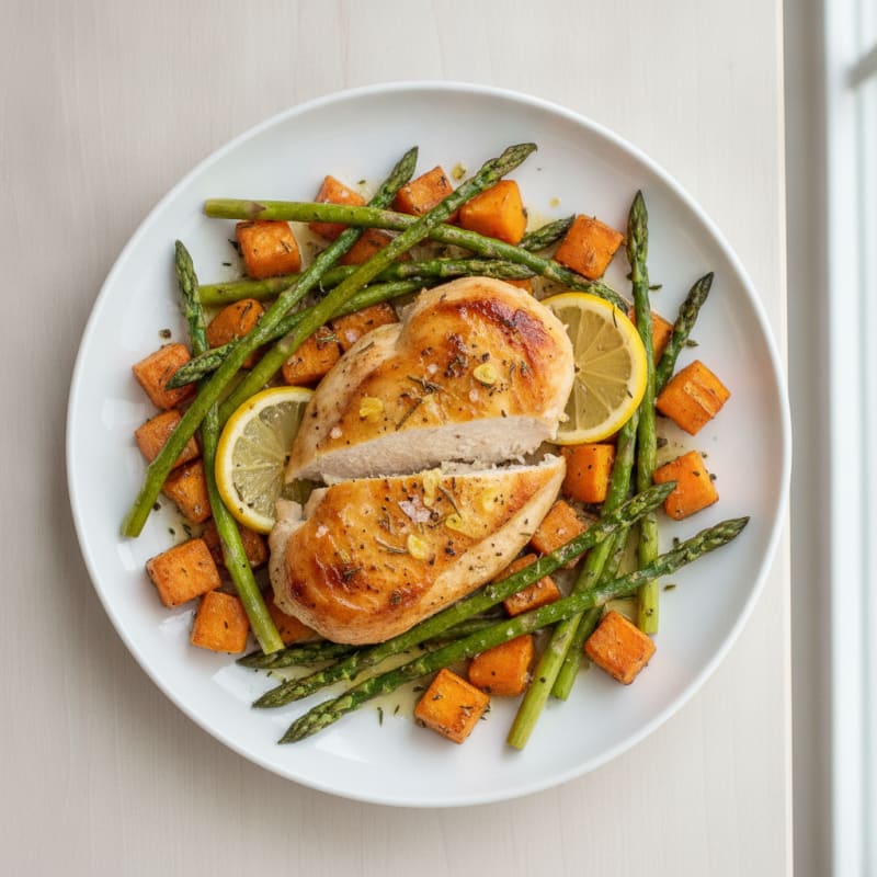 Lemon-Herb Roasted Chicken and Asparagus