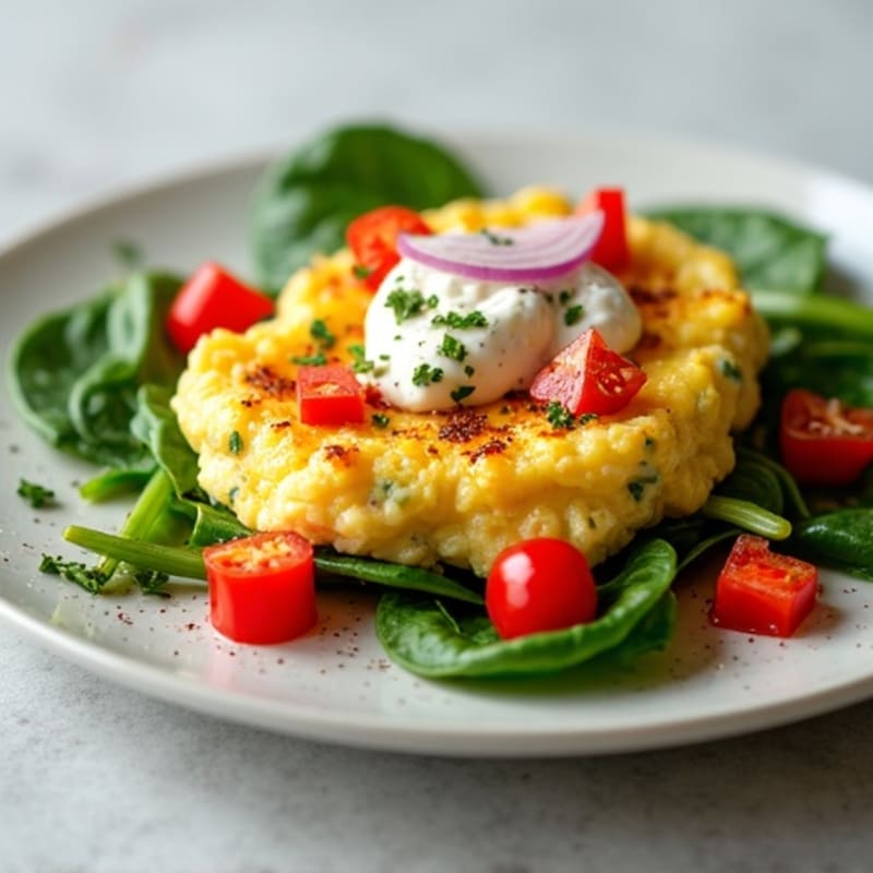 Fluffy Bell Pepper and Spinach Egg White Scramble