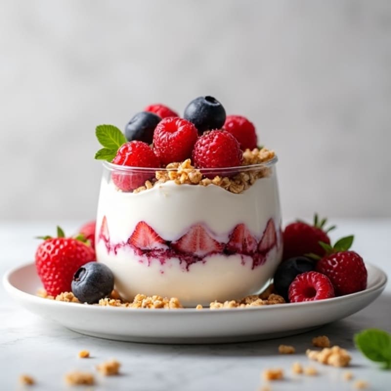 High-Protein Greek Yogurt Berry Parfait with Whey Protein