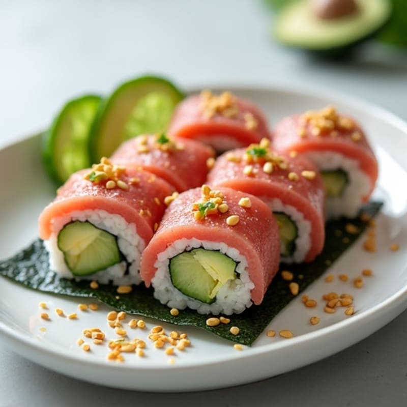 Fresh Tuna Avocado Roll with Crispy Cucumber