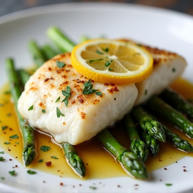 Flaky Baked Ling Cod with Roasted Asparagus