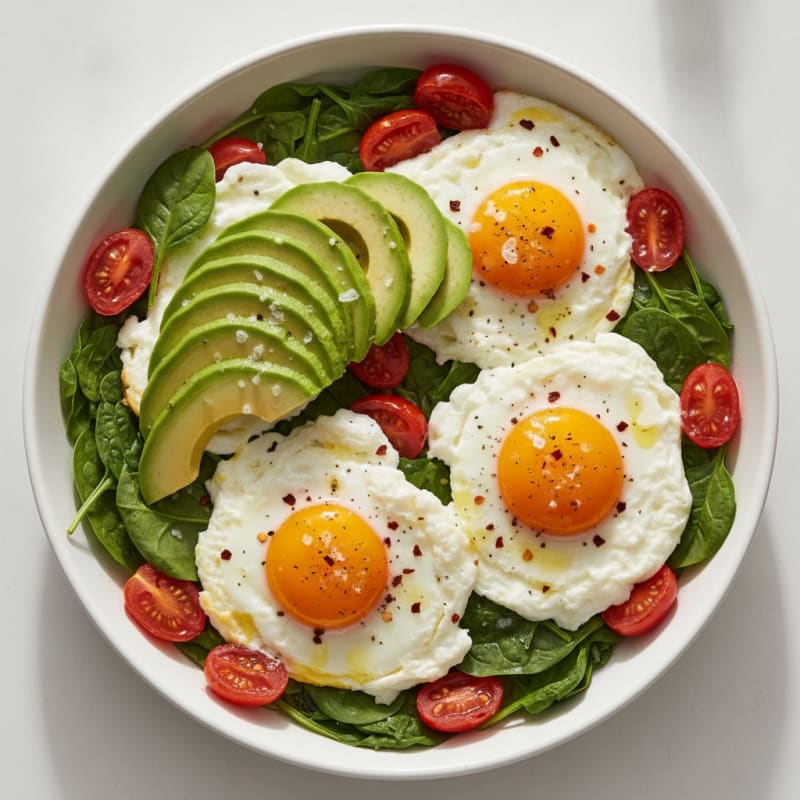 Baked Eggs with Sliced Avocado