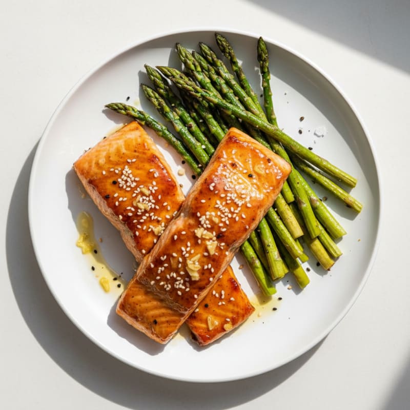Golden Teriyaki-Glazed Salmon with Roasted Asparagus