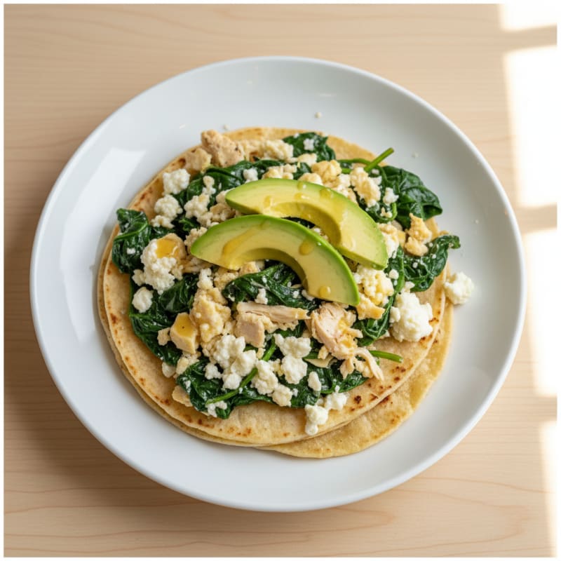 Egg White and Spinach Scramble with Cottage Cheese
