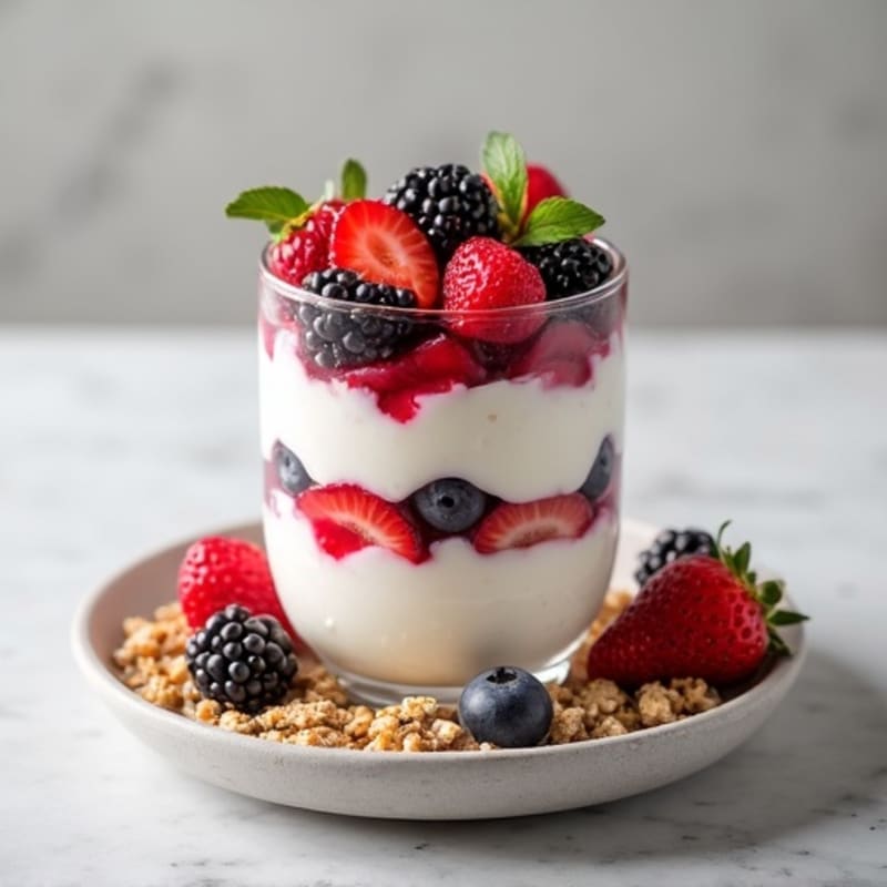 Greek Yogurt Protein Parfait with Mixed Berries