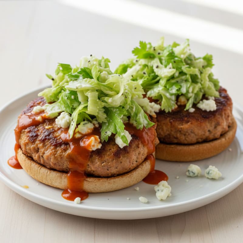 Buffalo Blue Cheese Burgers with Celery Slaw
