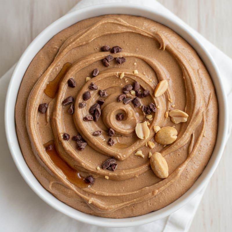 Chocolate Protein Mousse with Crunchy Peanut Butter Swirl