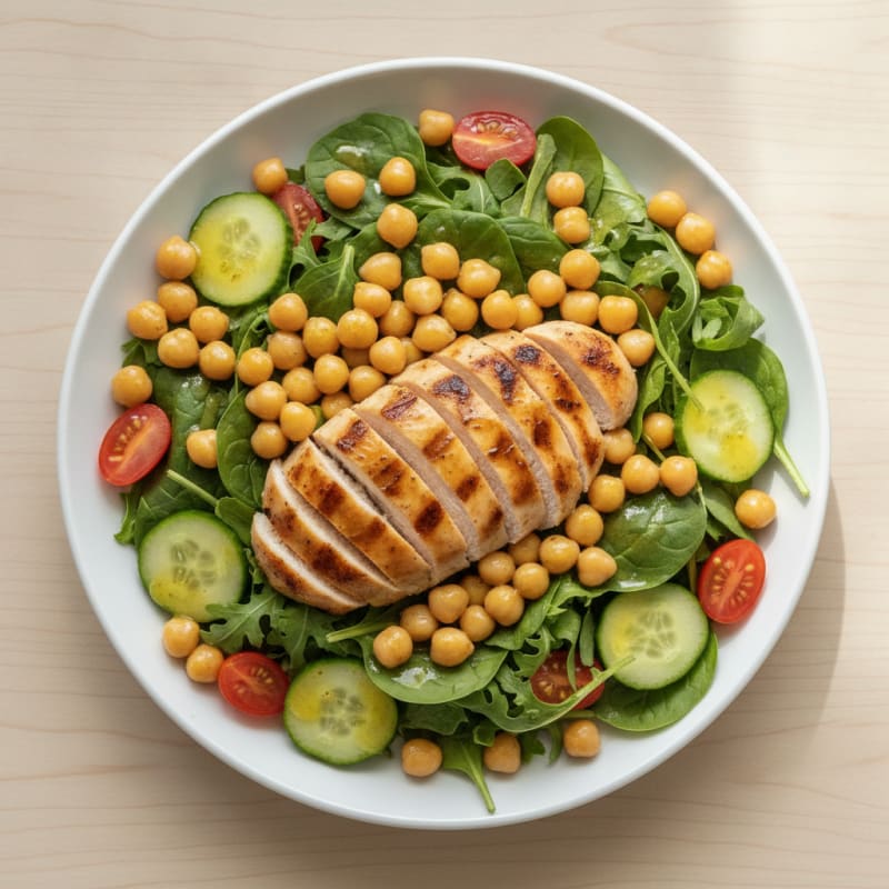 Grilled Chicken Breast Salad with Chickpeas and Lemon Vinaigrette