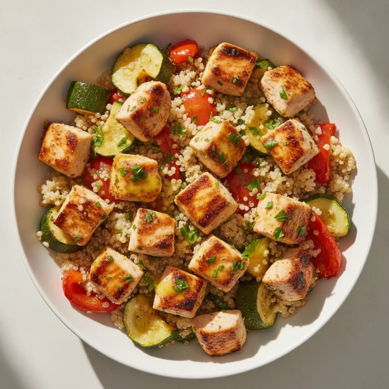 Grilled Chicken and Quinoa Bowl with Roasted Vegetables