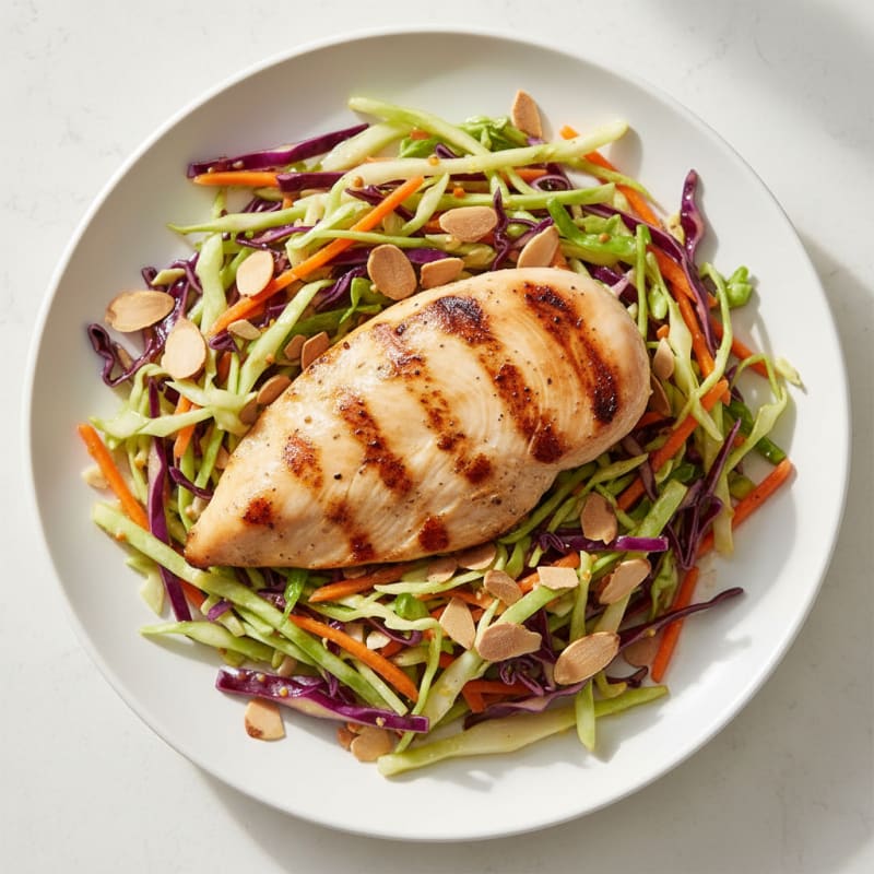 Grilled Chicken Breast with Crunchy Cabbage Slaw
