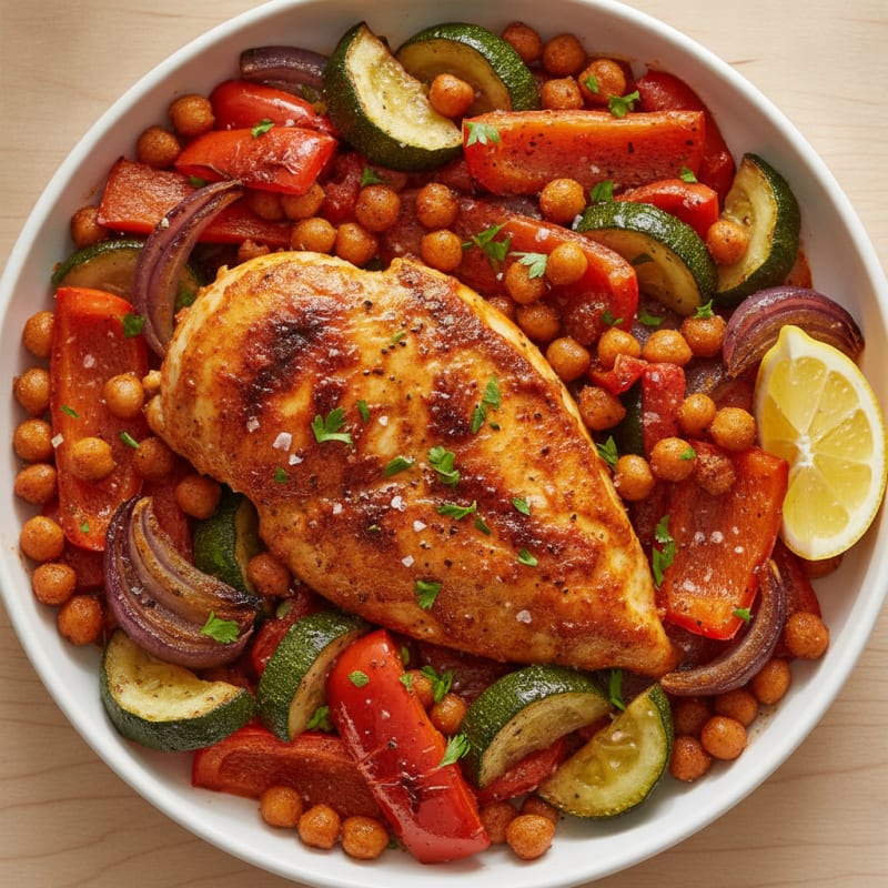 Spicy Harissa Chicken with Roasted Vegetables