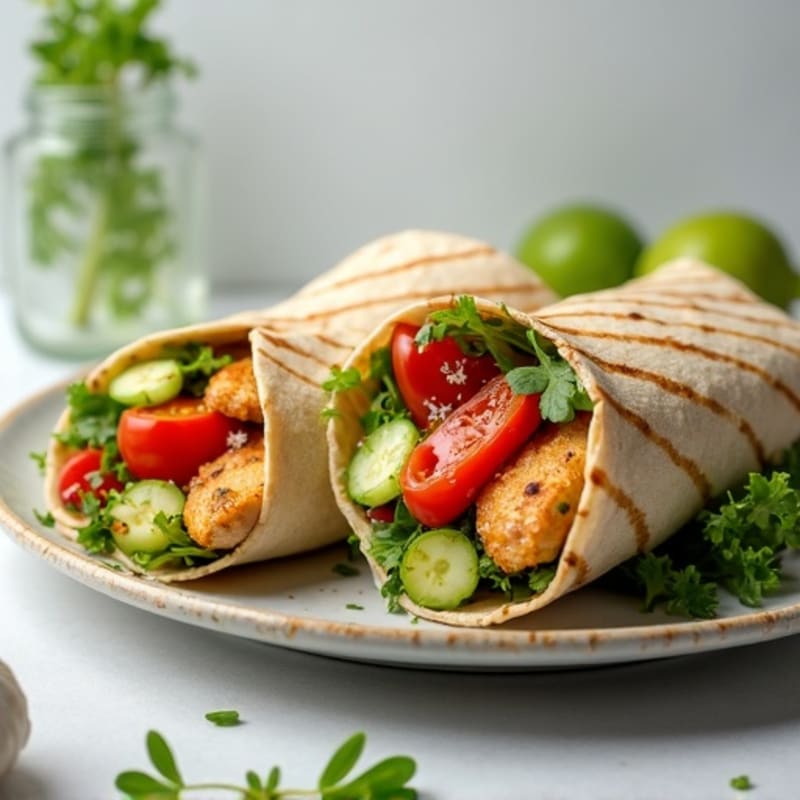 Herb-Marinated Grilled Chicken Wrap with Fresh Vegetables