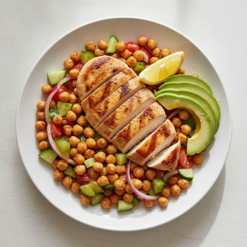 Grilled Chicken Breast with Crunchy Chickpea Salad