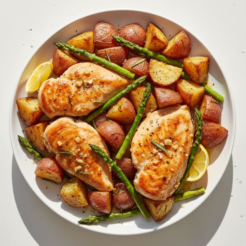 Herb-Roasted Red Potatoes and Garlic Chicken