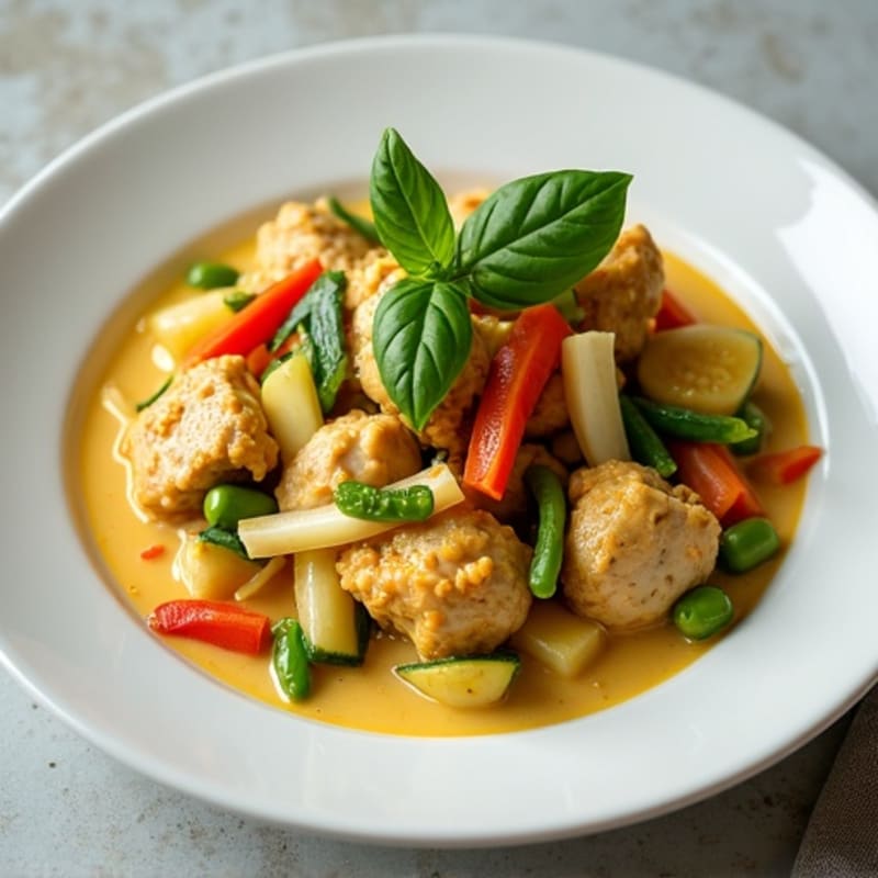 Creamy Coconut Green Curry Chicken with Fresh Vegetables