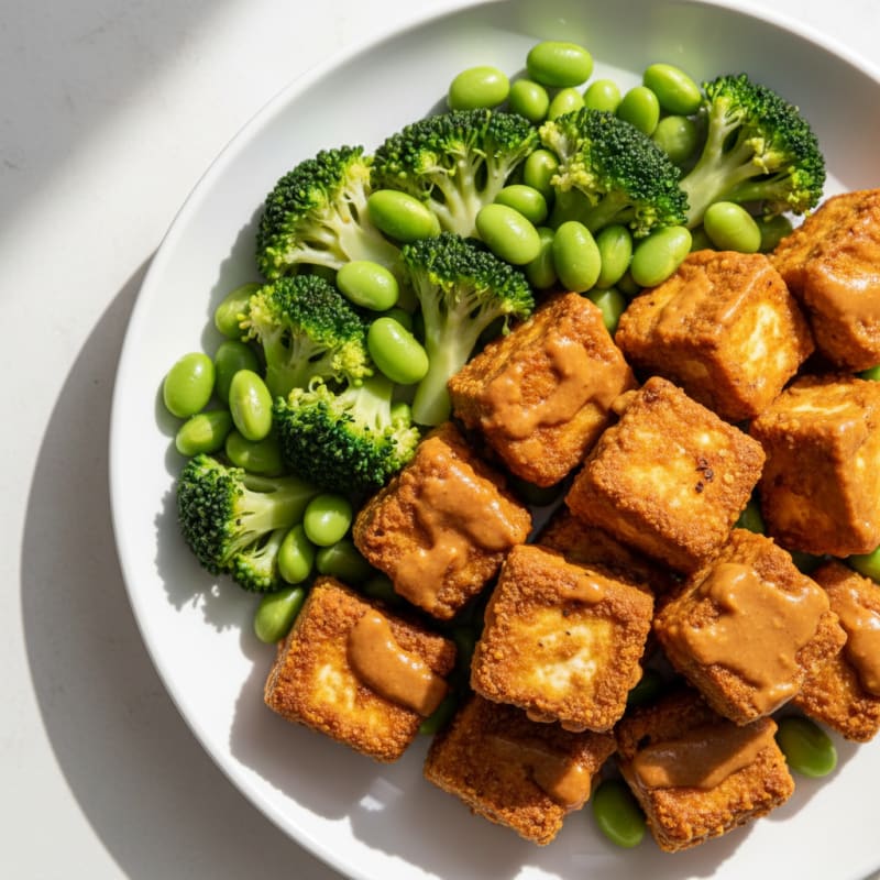 Crispy Baked Tofu with Peanut Sauce