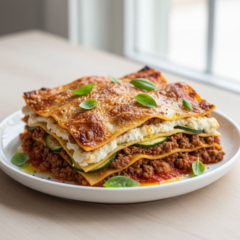 Creamy Baked Beef Lasagna with Ricotta