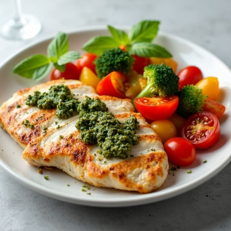 Sheet Pan Chicken and Crispy Gnocchi with Roasted Vegetables and Fresh Herb Pesto