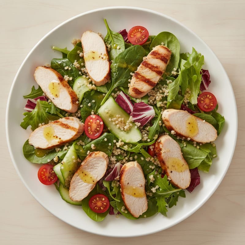 Grilled Turkey Breast Salad with Quinoa and Mixed Greens