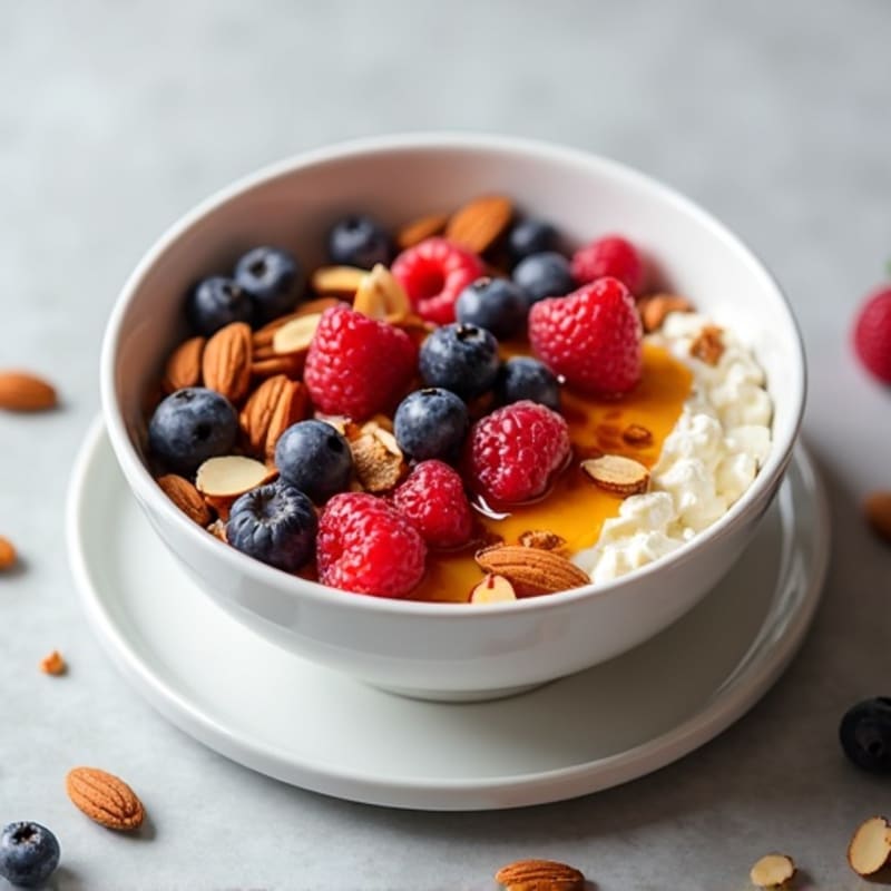 Cottage Cheese Berry Bowl with Almonds