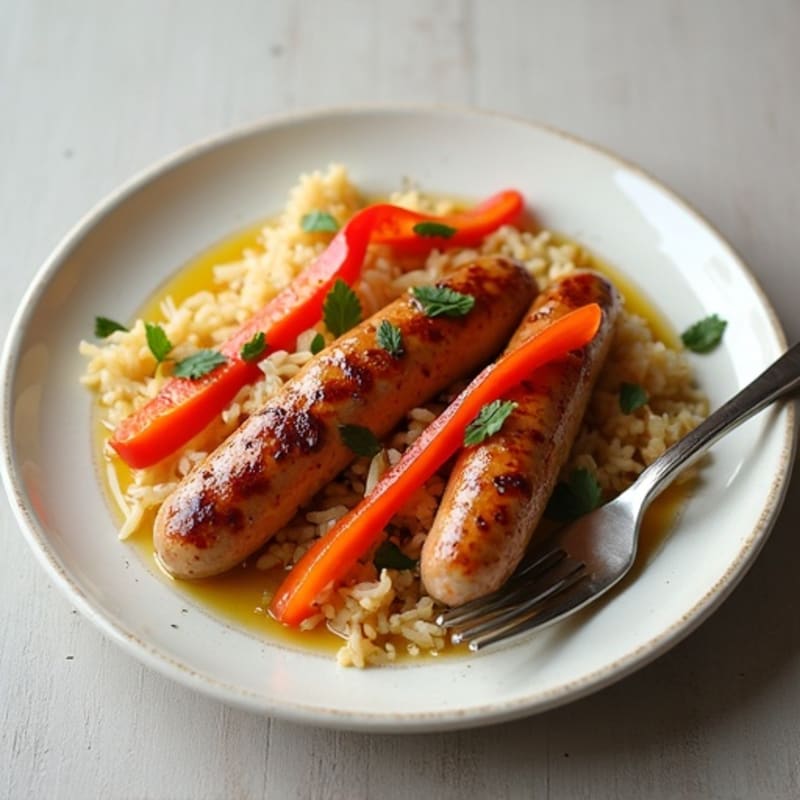 Roasted Chicken Sausage with Tangy Sauerkraut
