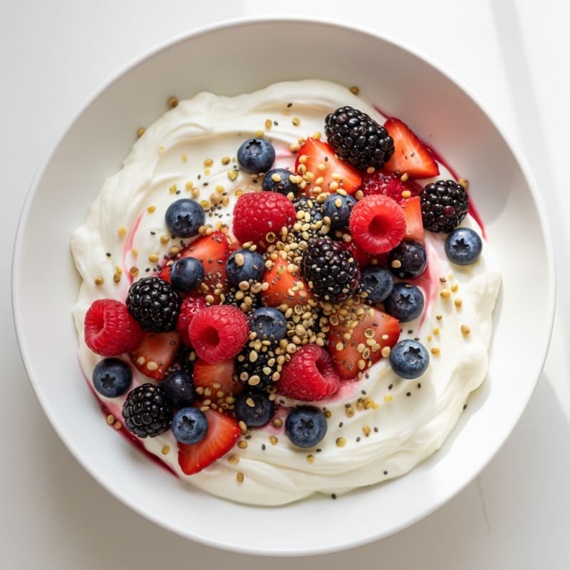 Silky Vanilla Greek Yogurt Protein Parfait with Mixed Berries