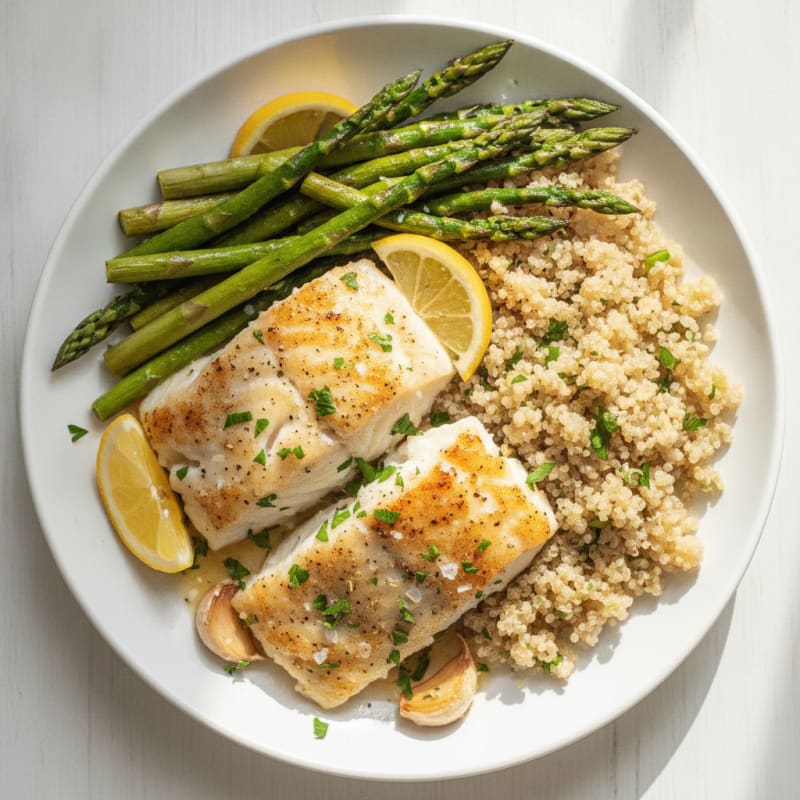 Lemon Herb Baked Cod with Roasted Asparagus
